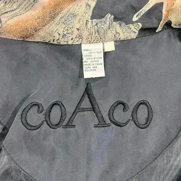 Vintage Coaco Cropped Light Weight Pearl & Shell Zip Up 100% Silk - Picture 3 of 5